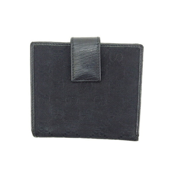 Gucci Bamboo Wallet Black Canvas Bifold Accessory GG - Picture 1 of 6